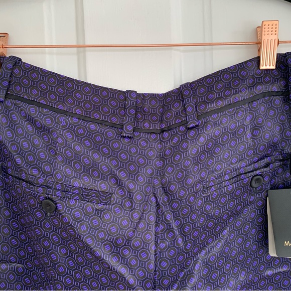 Massimo Dutti Purple Satin Trousers Geometric Pattern New Pants Size 6 - Picture 9 of 16
